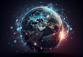 global Netzwerk Verbindung und Daten Verbindungen Konzept . ai generiert. foto
