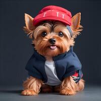 Yorkie Hund mögen ein Modell. ai generiert. foto