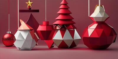 Weihnachten Ornamente, geometrisch Formen, abstrakt Formen, Farbe Ornamente. ai generiert. foto