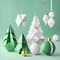 Weihnachten Ornamente, geometrisch Formen, abstrakt Formen, Farbe Ornamente. ai generiert. foto