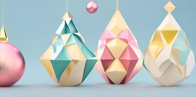 Weihnachten Ornamente, geometrisch Formen, abstrakt Formen, Farbe Ornamente. ai generiert. foto