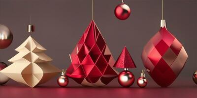 Weihnachten Ornamente, geometrisch Formen, abstrakt Formen, Farbe Ornamente. ai generiert. foto