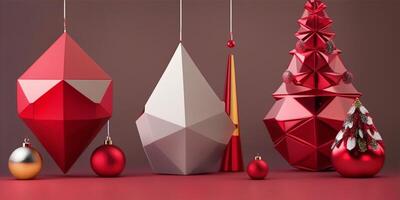 Weihnachten Ornamente, geometrisch Formen, abstrakt Formen, Farbe Ornamente. ai generiert. foto