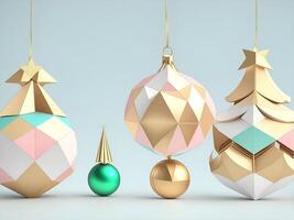 Weihnachten Ornamente, geometrisch Formen, abstrakt Formen, Farbe Ornamente. ai generiert. foto