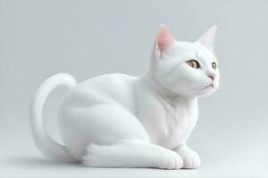 Weiß Katze auf ein grau Hintergrund. ai generiert foto
