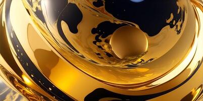 Gold und Blau Glas Globus Marmor. ai generiert foto