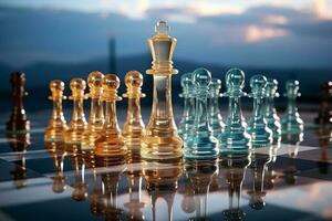 Schach Wettbewerb Konzept von Strategie Geschäft Ideen, Schach Schlacht, Geschäft Strategie Konzept. ai generiert foto