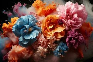 Explosion von Farben, Epos Blumen.. ai generiert foto