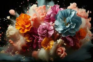 Explosion von Farben, Epos Blumen.. ai generiert foto