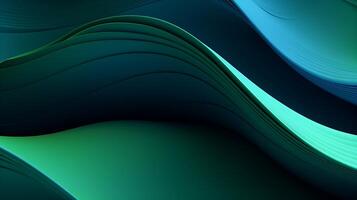 abstrakt dunkel Grün und Blau Flüssigkeit Welle Hintergrund. ai generiert foto