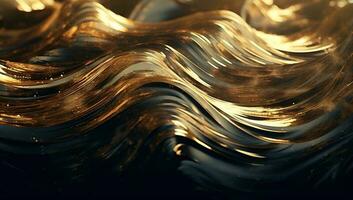 abstrakt schwarz Gold Welle Hintergrund. ai generiert foto