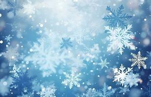unkonzentriert Schneeflocken Winter Hintergrund Illustration. ai generiert foto