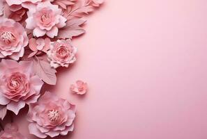 schön Rosa Blumen auf Rosa hintergrund.ai generiert foto