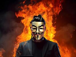 anonym Hacker. Konzept von hacken Internet-Sicherheit, Cyberkriminalität, Cyber Attacke. ai generiert Bild. foto