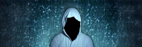 Hacker ohne Gesicht. Konzept von dunkel Netz, hacken Internet-Sicherheit. ai generiert Bild foto