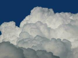 groß Weiß Wolken gegen ein Blau Himmel. Vogel im Flug foto
