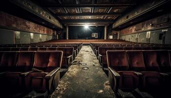 leeren Auditorium mit komfortabel Sessel im ein Reihe generiert durch ai foto