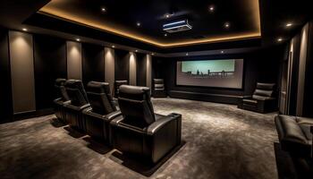Luxus Film Theater mit modern Design und Beleuchtung generiert durch ai foto
