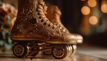 alt Leder Sport Schuh mit Schnürsenkel Verschluss generiert durch ai foto