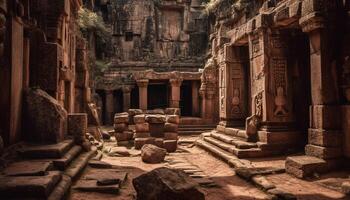 uralt Ruinen von Angkor, ein spirituell Monument generiert durch ai foto