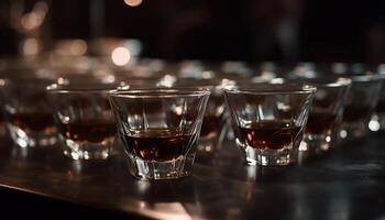 Luxus Whiskey gegossen in Kristall Weinglas generiert durch ai foto
