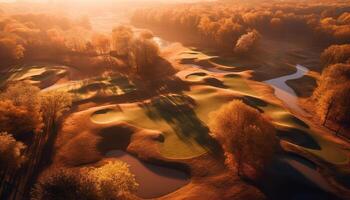 still Sonnenuntergang Über Wald, Wasser spiegelt Schönheit generiert durch ai foto