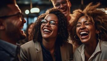 jung Erwachsene Bindung Über Getränke beim Nachtclub generiert durch ai foto