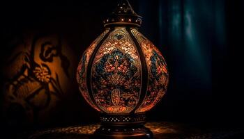 Antiquität aufwendig Leuchter leuchtet dunkel luxuriös Zimmer generiert durch ai foto