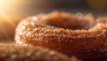 gebacken hausgemacht Krapfen, Süss Genuss auf Teller generiert durch ai foto