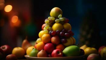 saftig Obst Schüssel mit ein Vielfalt von Farben generiert durch ai foto