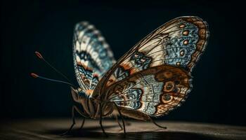 multi farbig Schmetterling Flügel, fragil Schönheit im Natur generiert durch ai foto