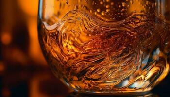 Luxus Whiskey Glas spiegelt Gold farbig Flüssigkeit generiert durch ai foto