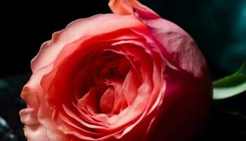 Schönheit im Natur Single Rosa Blume Kopf, frisch und romantisch generiert durch ai foto