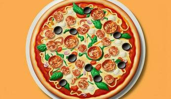 Pizza Mahlzeit beim Gourmet Pizzeria mit frisch Mozzarella ,generativ ai foto