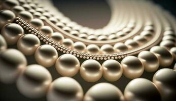 glänzend Gold Halskette mit Perle Dekoration Luxus Eleganz generiert durch ai foto