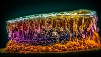 vergrößert Mikroorganismen Geschenk Krankheit im Gesundheitswesen Wissenschaft generiert durch ai foto