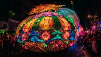 glühend Laternen erleuchten traditionell Festival Feier draußen generiert durch ai foto