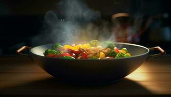ein Gourmet Vegetarier Salat, frisch und gesund generiert durch ai foto