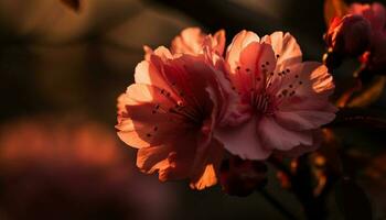 beschwingt Rosa Hibiskus blühen im Sommer- Sonnenlicht generiert durch ai foto