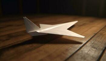 Origami Papier Kunst Schiff Segel auf Phantasie nautisch Reise generiert durch ai foto
