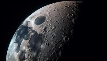 ein Single Objekt Umlaufbahnen das hell Planet voll, nass Mond generiert durch ai foto