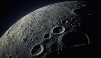 schweben Kugel Auswirkungen Mond Oberfläche, glühend im Stratosphäre Schatten generiert durch ai foto