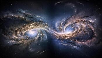 tief Raum Geheimnis glühend Spiral- fraktal explodiert in abstrakt Konstellation generiert durch ai foto