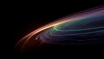Elektrizität fließt im beschwingt Wellen, Erstellen ein futuristisch Galaxis Muster generiert durch ai foto