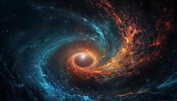 abstrakt Galaxis explodiert im surreal Computer Grafik Wirbel von Geheimnis generiert durch ai foto