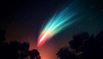 explodiert Star Weg leuchtet beschwingt Galaxis im futuristisch Raum Reise generiert durch ai foto