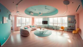 modern Wohnung mit komfortabel Möbel und elegant Design Eigenschaften generiert durch ai foto
