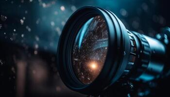 Fotograf erfasst atemberaubend schließen oben von beleuchtet Galaxis mit Technologie generiert durch ai foto