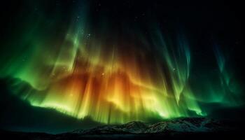 Nacht Himmel leuchtet mit beschwingt Farben, Star Weg leuchtet Landschaft generiert durch ai foto