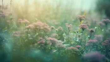 Wildblume Wiese im voll blühen, ein bunt ländlich Szene generiert durch ai foto